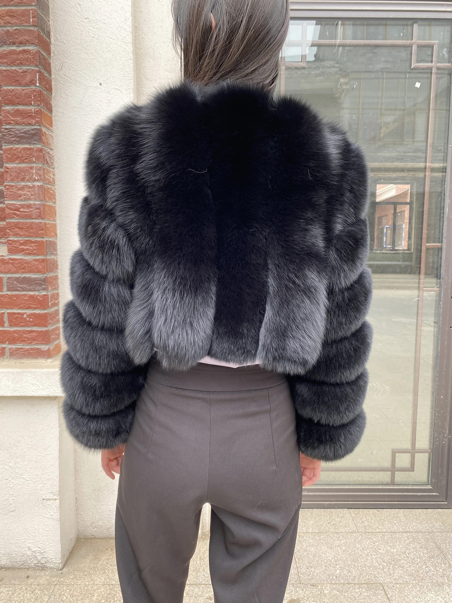 Fur Coat Women Winter Fashion Deep V-neck Superpopular Natural Fox Fur Full Sleeve High Waist Real Fur Coat Lady Luxury Style
