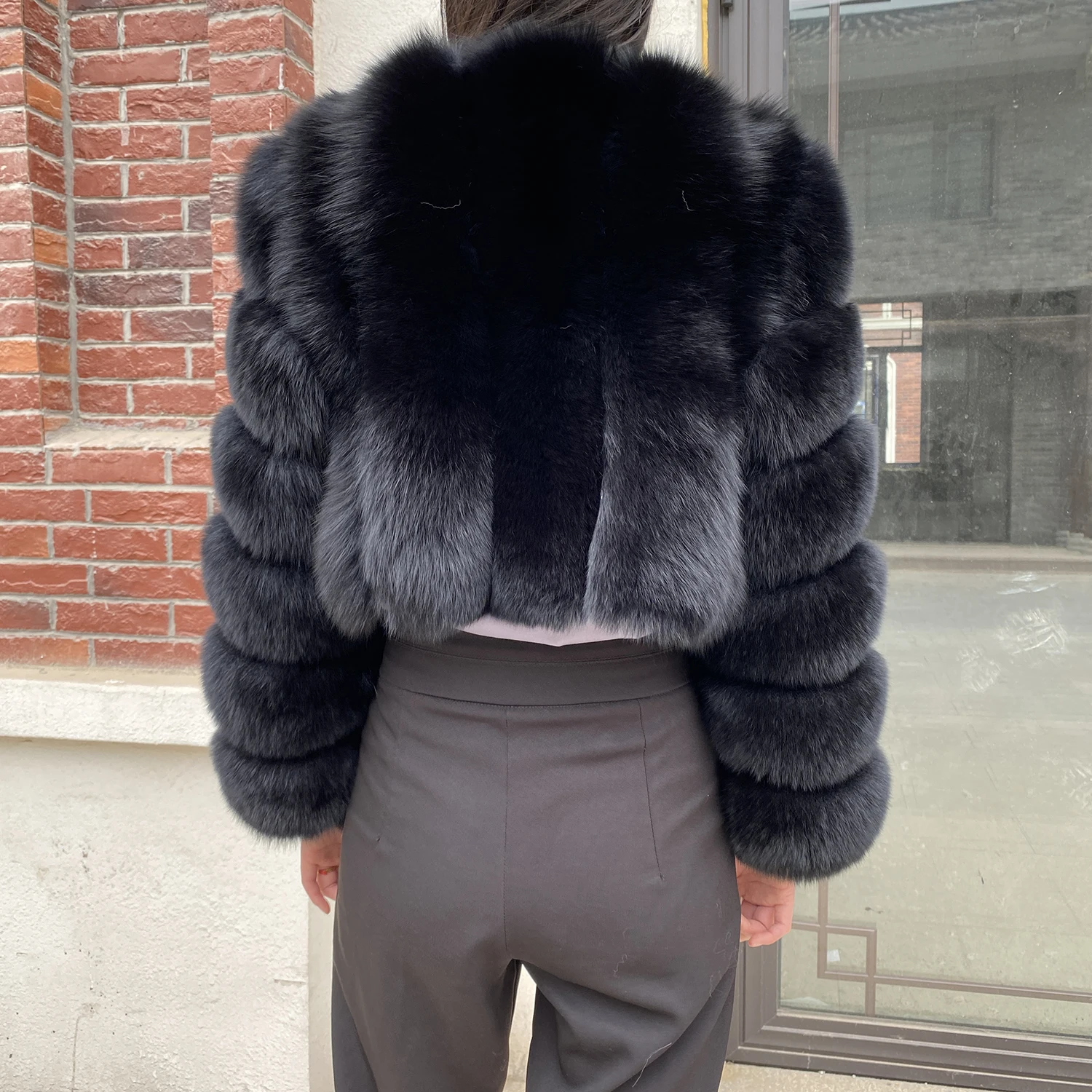 Fur Coat Women Winter Fashion Deep V-neck Superpopular Natural Fox Fur Full Sleeve High Waist Real Fur Coat Lady Luxury Style