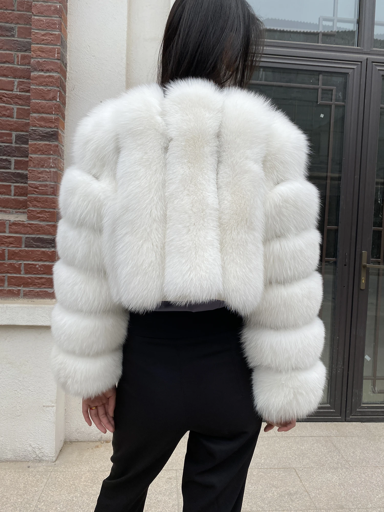 Fur Coat Women Winter Fashion Deep V-neck Superpopular Natural Fox Fur Full Sleeve High Waist Real Fur Coat Lady Luxury Style