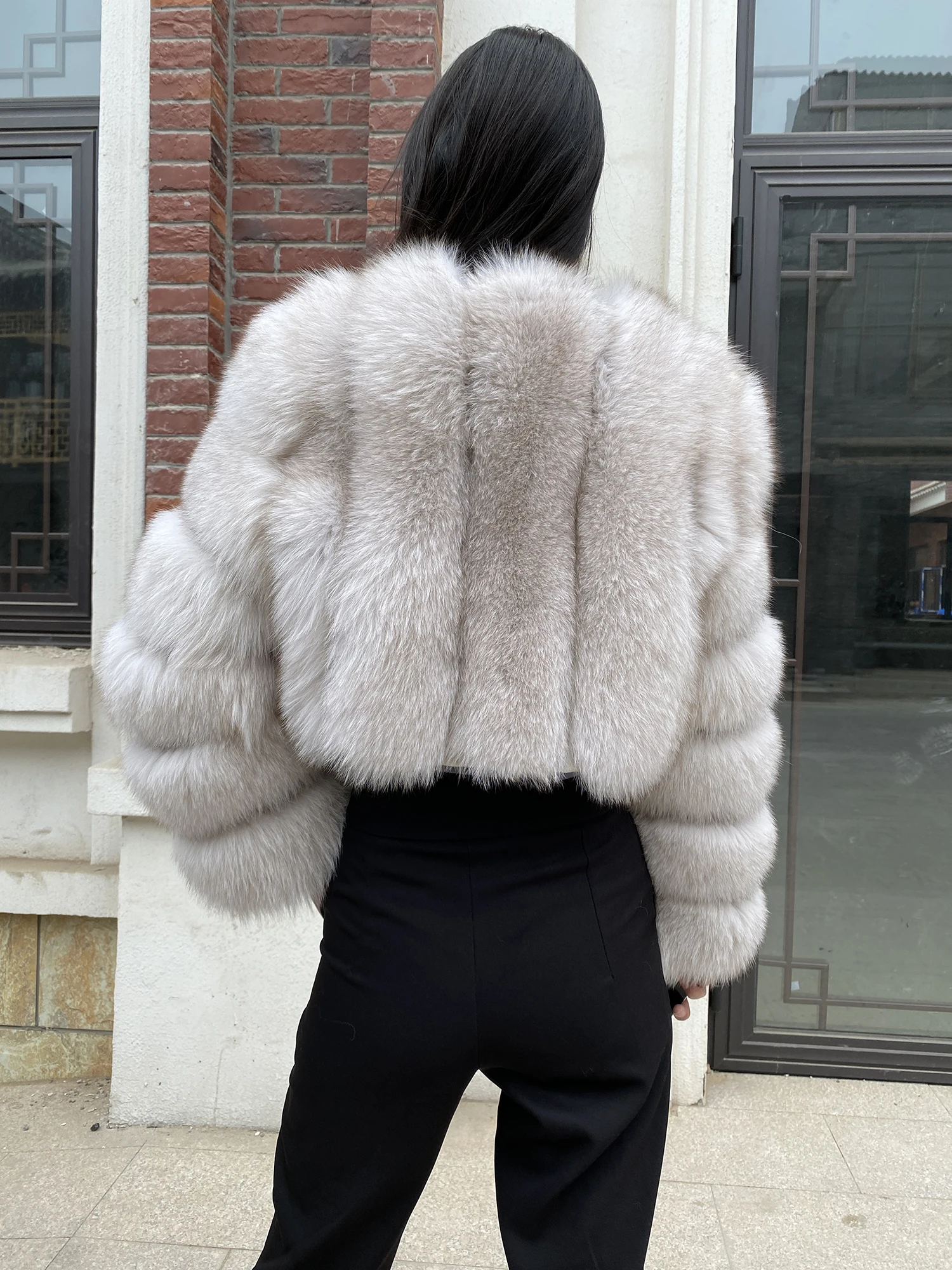 Fur Coat Women Winter Fashion Deep V-neck Superpopular Natural Fox Fur Full Sleeve High Waist Real Fur Coat Lady Luxury Style