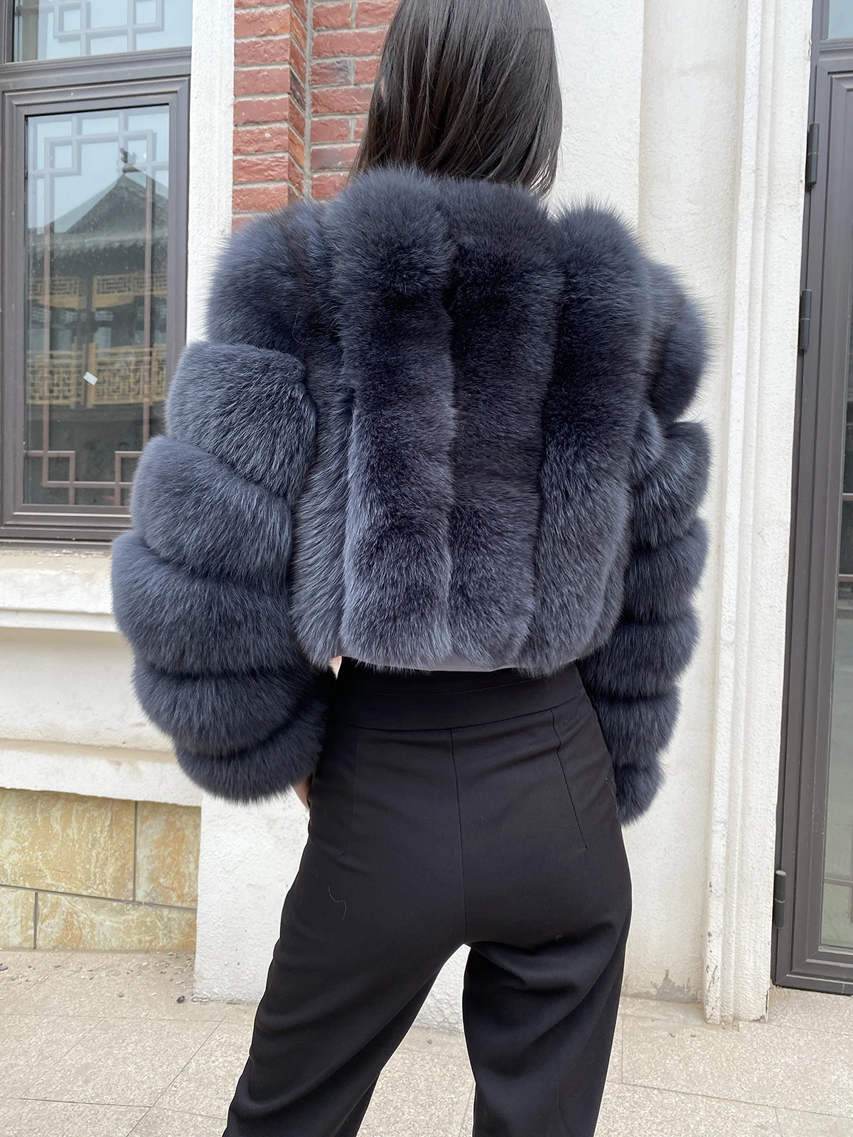 Fur Coat Women Winter Fashion Deep V-neck Superpopular Natural Fox Fur Full Sleeve High Waist Real Fur Coat Lady Luxury Style