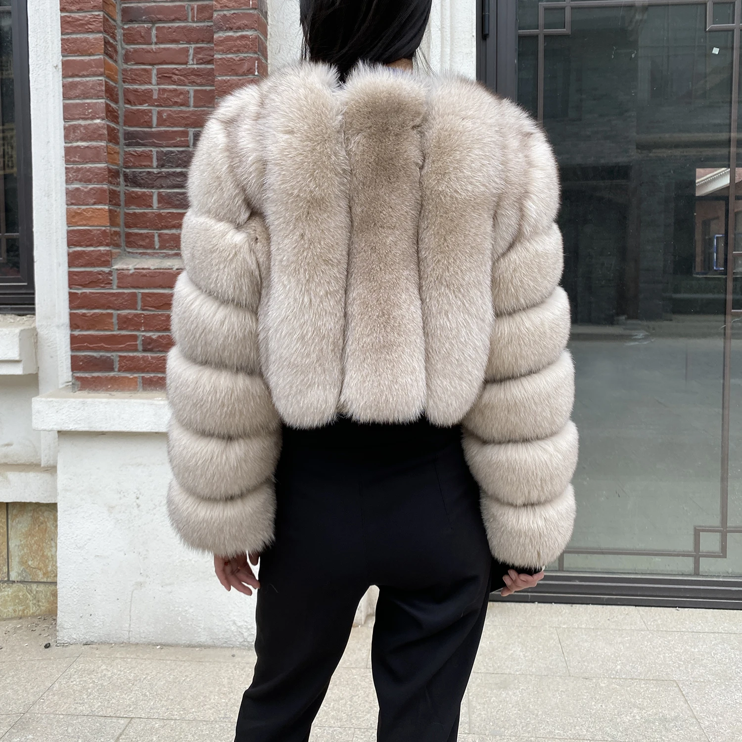 Fur Coat Women Winter Fashion Deep V-neck Superpopular Natural Fox Fur Full Sleeve High Waist Real Fur Coat Lady Luxury Style