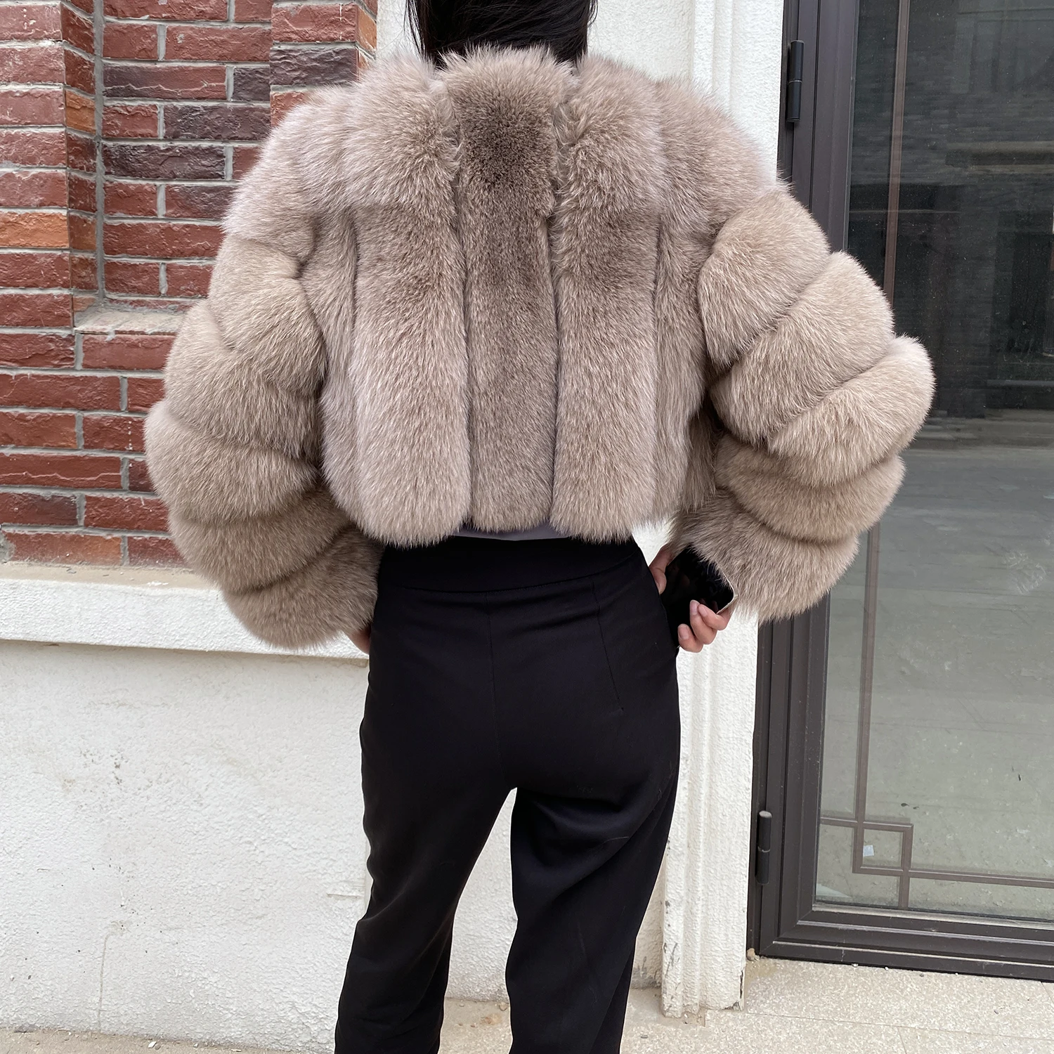 Fur Coat Women Winter Fashion Deep V-neck Superpopular Natural Fox Fur Full Sleeve High Waist Real Fur Coat Lady Luxury Style