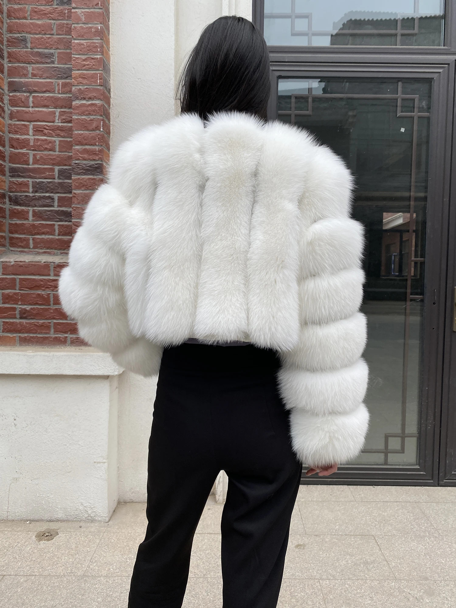 Fur Coat Women Winter Fashion Deep V-neck Superpopular Natural Fox Fur Full Sleeve High Waist Real Fur Coat Lady Luxury Style