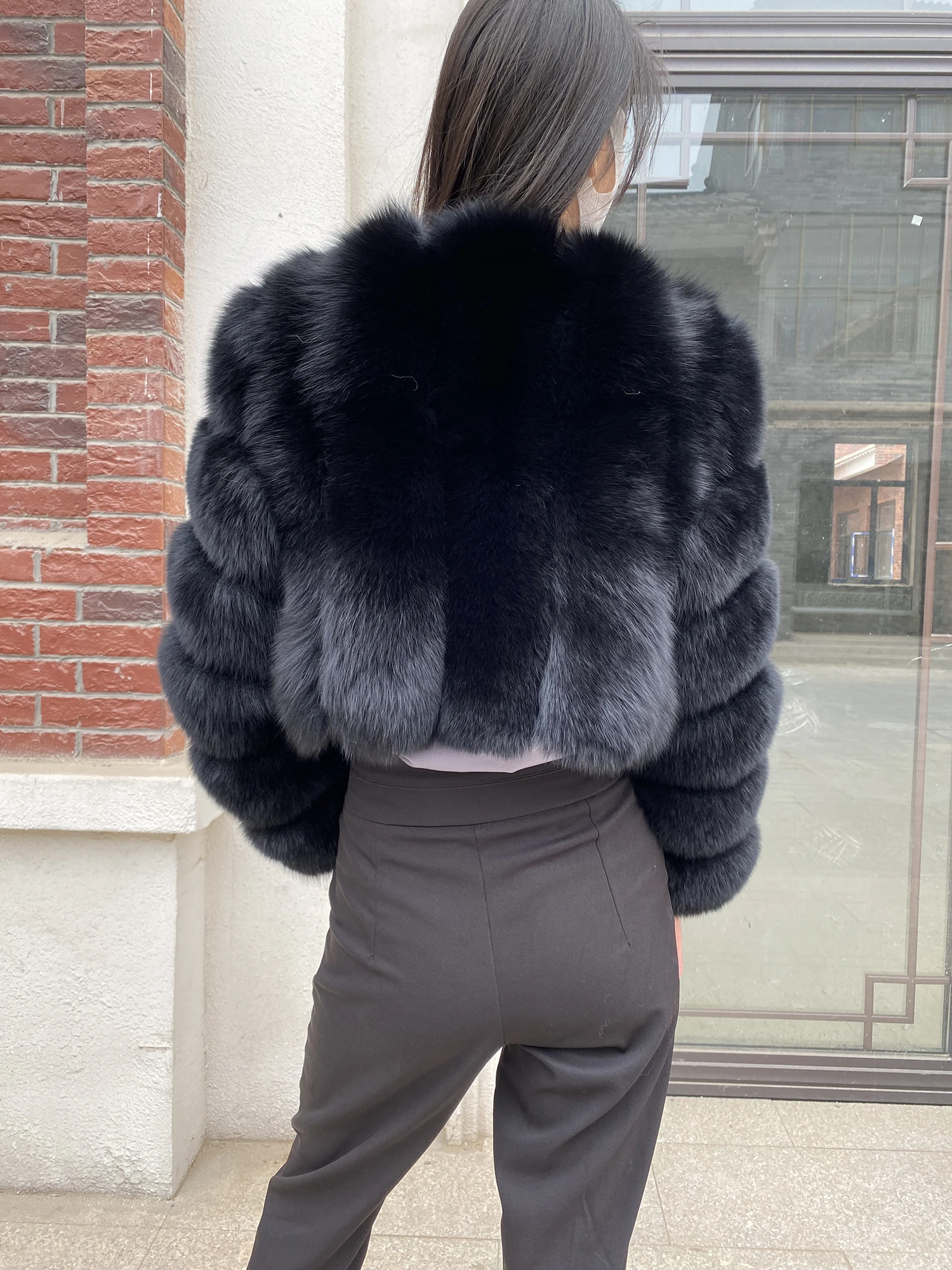 Fur Coat Women Winter Fashion Deep V-neck Superpopular Natural Fox Fur Full Sleeve High Waist Real Fur Coat Lady Luxury Style