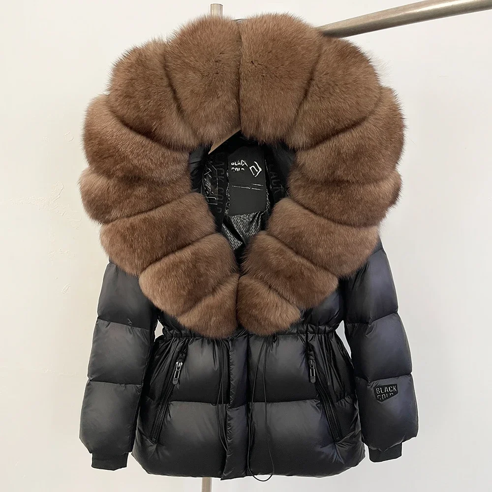 OFTBUY Autumn Winter Clothes Women Warm Natural Fur White Goose Duck Jacket Big Real Fox Fur Coat Female Hooded Puffer Jacket
