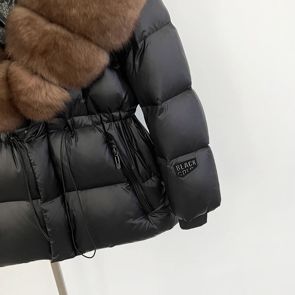 OFTBUY Autumn Winter Clothes Women Warm Natural Fur White Goose Duck Jacket Big Real Fox Fur Coat Female Hooded Puffer Jacket