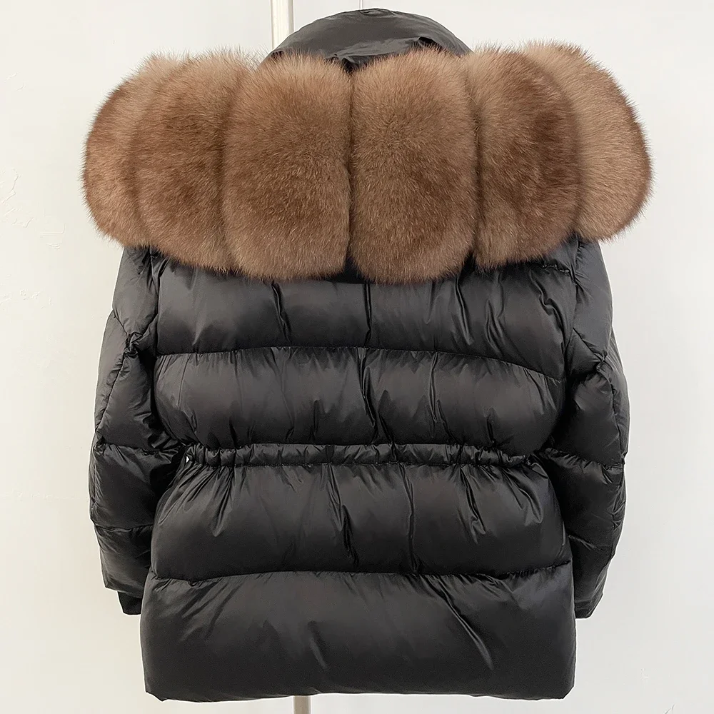 OFTBUY Autumn Winter Clothes Women Warm Natural Fur White Goose Duck Jacket Big Real Fox Fur Coat Female Hooded Puffer Jacket