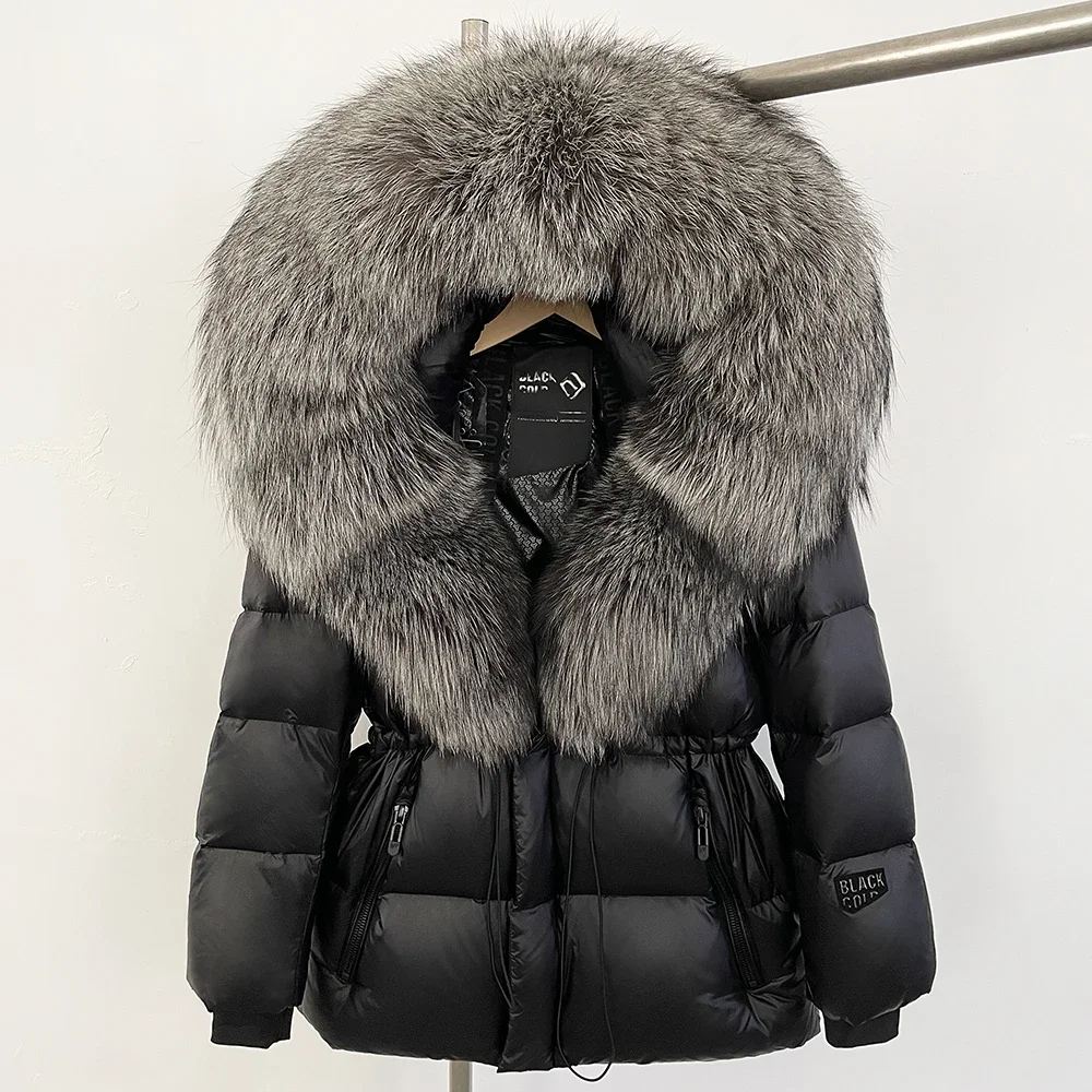 OFTBUY Autumn Winter Clothes Women Warm Natural Fur White Goose Duck Jacket Big Real Fox Fur Coat Female Hooded Puffer Jacket