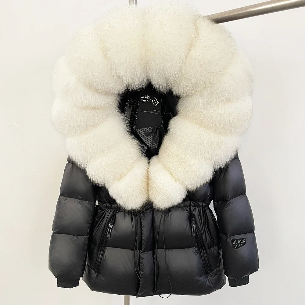 OFTBUY Autumn Winter Clothes Women Warm Natural Fur White Goose Duck Jacket Big Real Fox Fur Coat Female Hooded Puffer Jacket