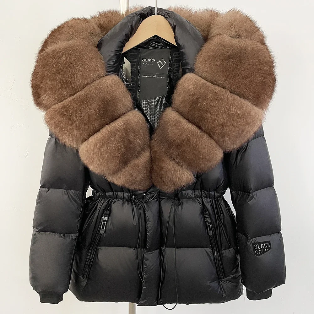 OFTBUY Autumn Winter Clothes Women Warm Natural Fur White Goose Duck Jacket Big Real Fox Fur Coat Female Hooded Puffer Jacket