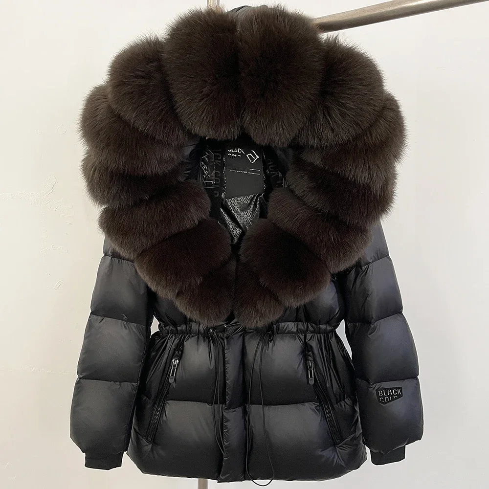 OFTBUY Autumn Winter Clothes Women Warm Natural Fur White Goose Duck Jacket Big Real Fox Fur Coat Female Hooded Puffer Jacket