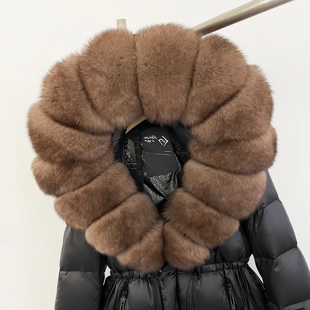 OFTBUY Autumn Winter Clothes Women Warm Natural Fur White Goose Duck Jacket Big Real Fox Fur Coat Female Hooded Puffer Jacket