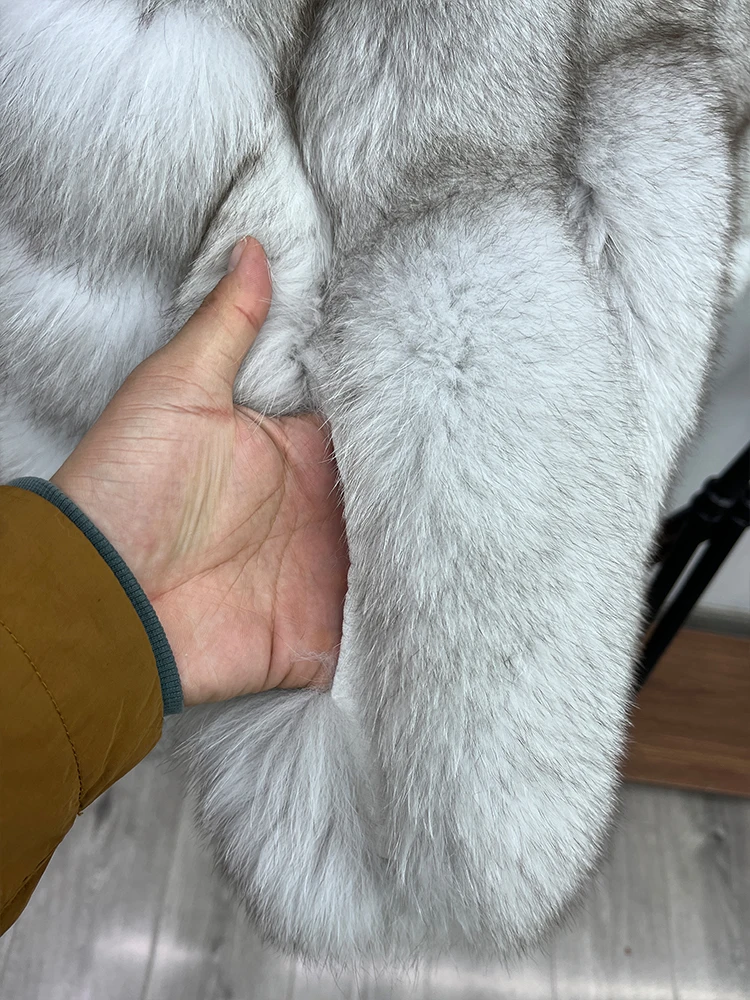 Women Fashion Real Fox Fur Coat Natural Fox Fur Jacket Luxury Fur Coat Mid-length High Quality Long Sleeve Outwear Hot Sale