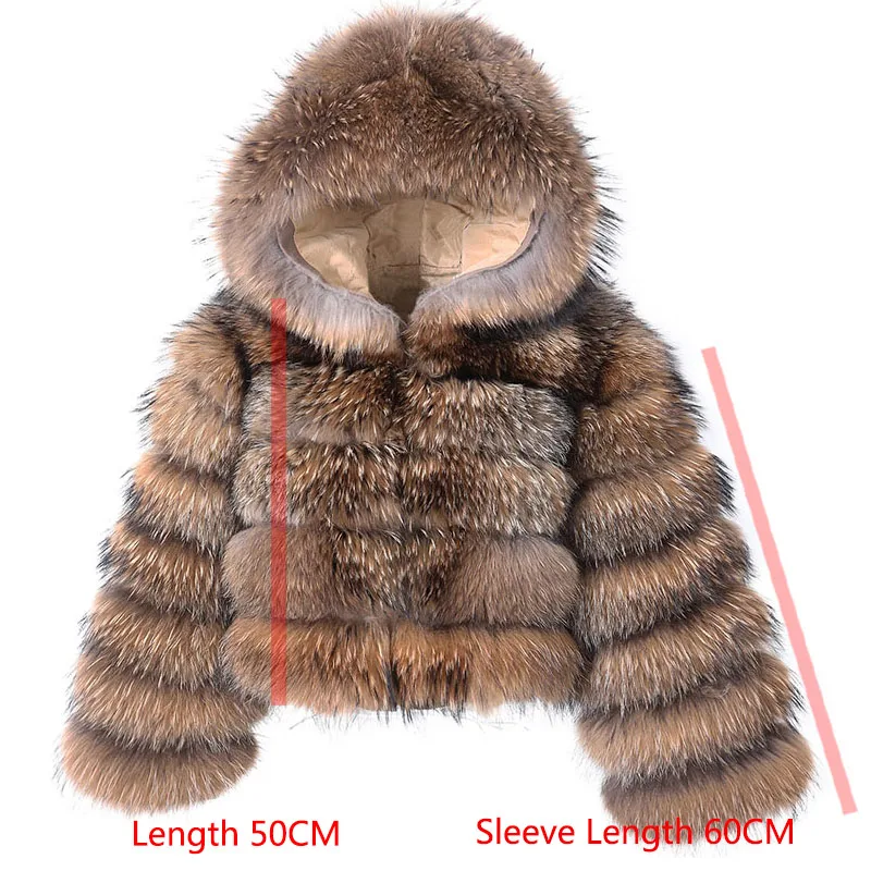 Women's Winter Hooded Natural Fur Jacket Plush Long Sleeve Coat Warm Stylish Outerwear for Cold Weather