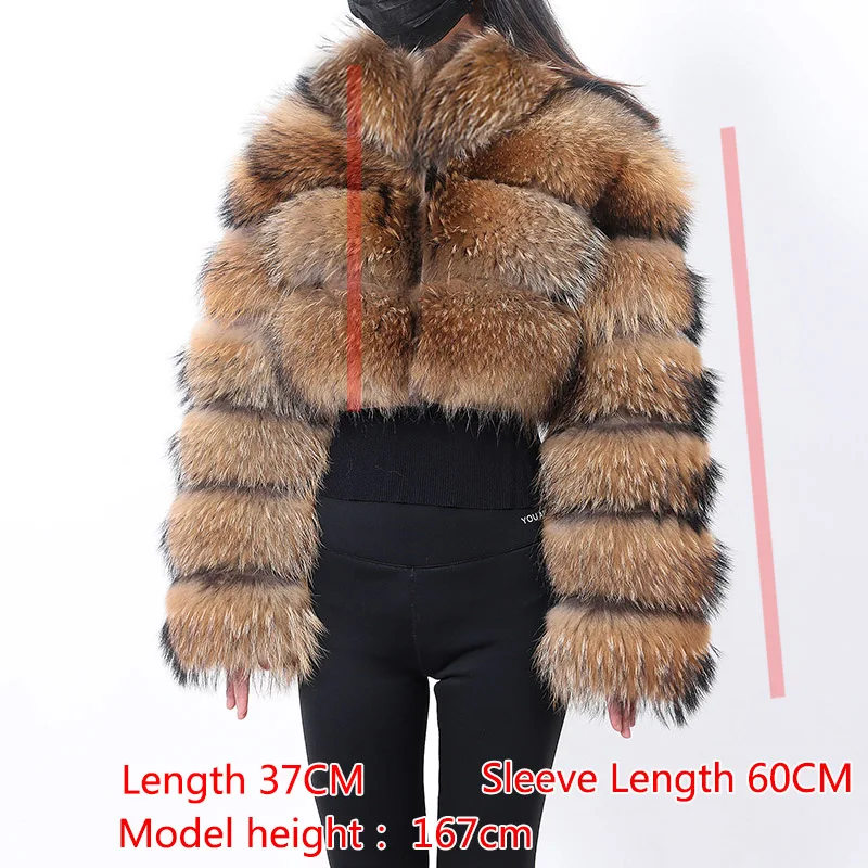 Women's Winter Hooded Natural Fur Jacket Plush Long Sleeve Coat Warm Stylish Outerwear for Cold Weather