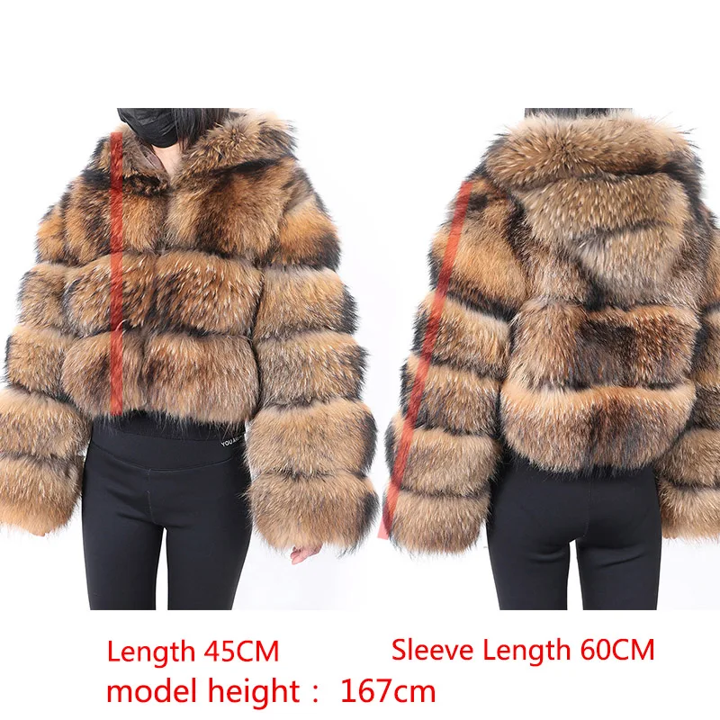 Women's Winter Hooded Natural Fur Jacket Plush Long Sleeve Coat Warm Stylish Outerwear for Cold Weather