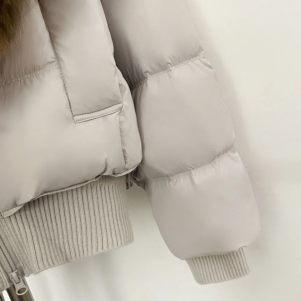 OFTBUY Female New Winter Natural Fur 90 Duck Down Jacket Women Real Fox Fur Coat Cropped Warm Puffer Outerwear Fashion Casual