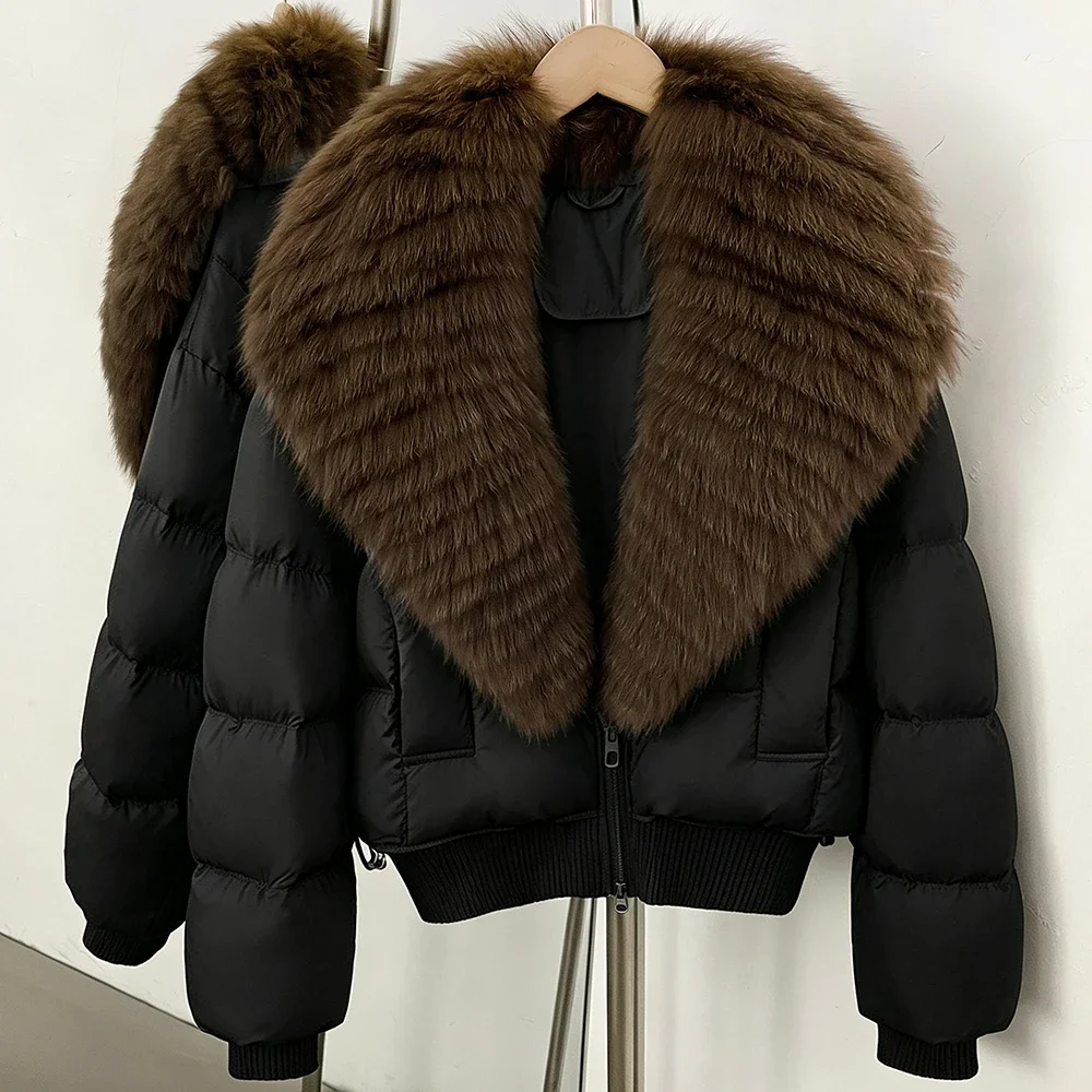 OFTBUY Female New Winter Natural Fur 90 Duck Down Jacket Women Real Fox Fur Coat Cropped Warm Puffer Outerwear Fashion Casual