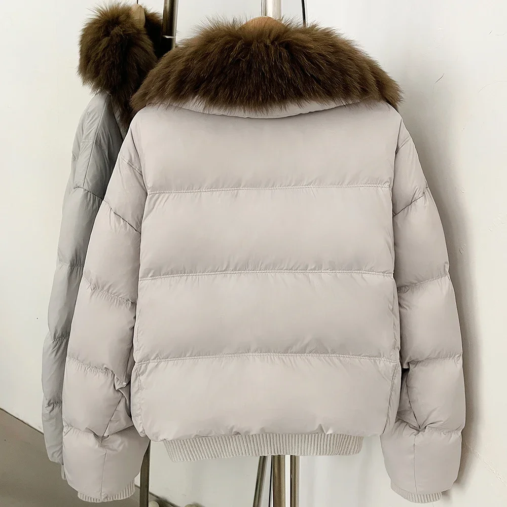 OFTBUY Female New Winter Natural Fur 90 Duck Down Jacket Women Real Fox Fur Coat Cropped Warm Puffer Outerwear Fashion Casual