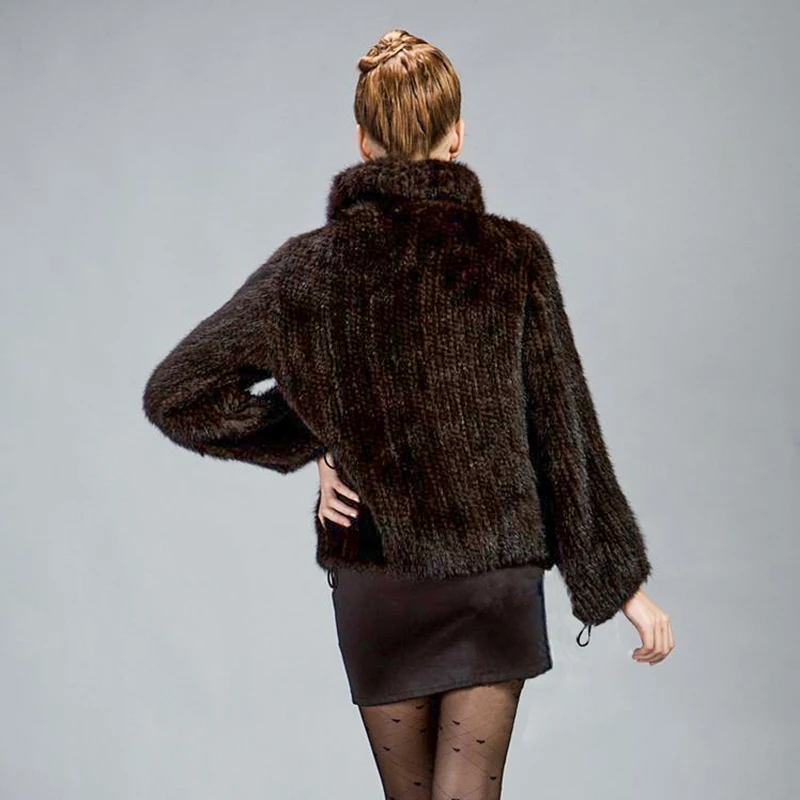 Mink Hair Knitted Fur Coat Mink Clothes Fur Women's Fashion Lapel Coat Jacket Winter Fur Jacket