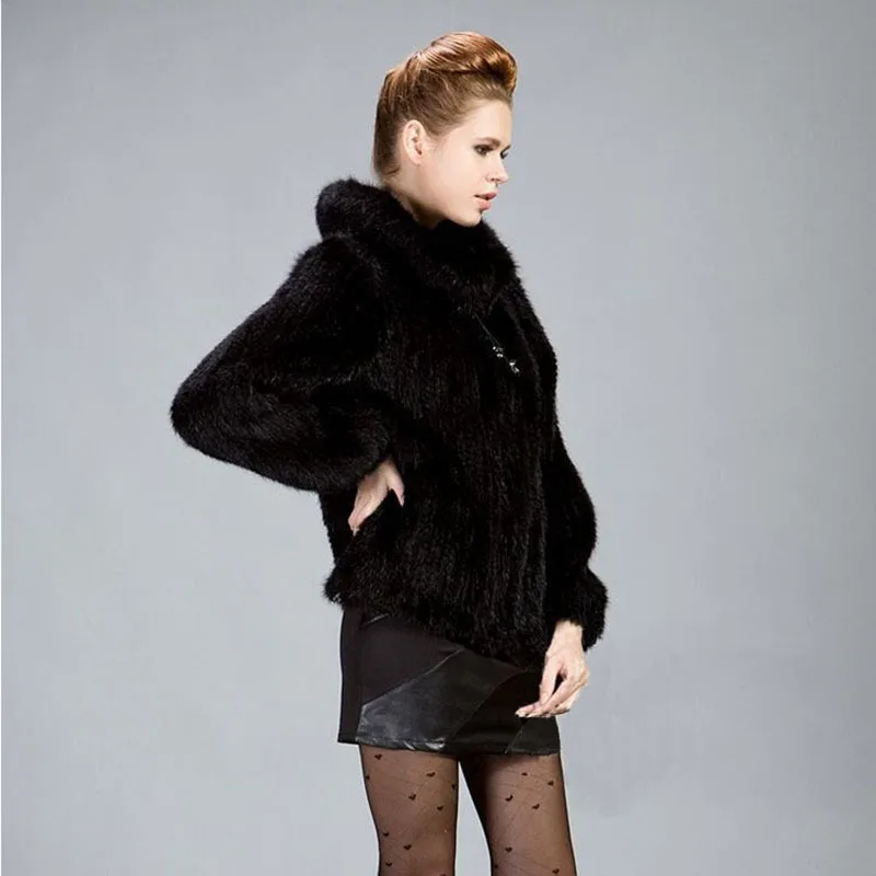 Mink Hair Knitted Fur Coat Mink Clothes Fur Women's Fashion Lapel Coat Jacket Winter Fur Jacket