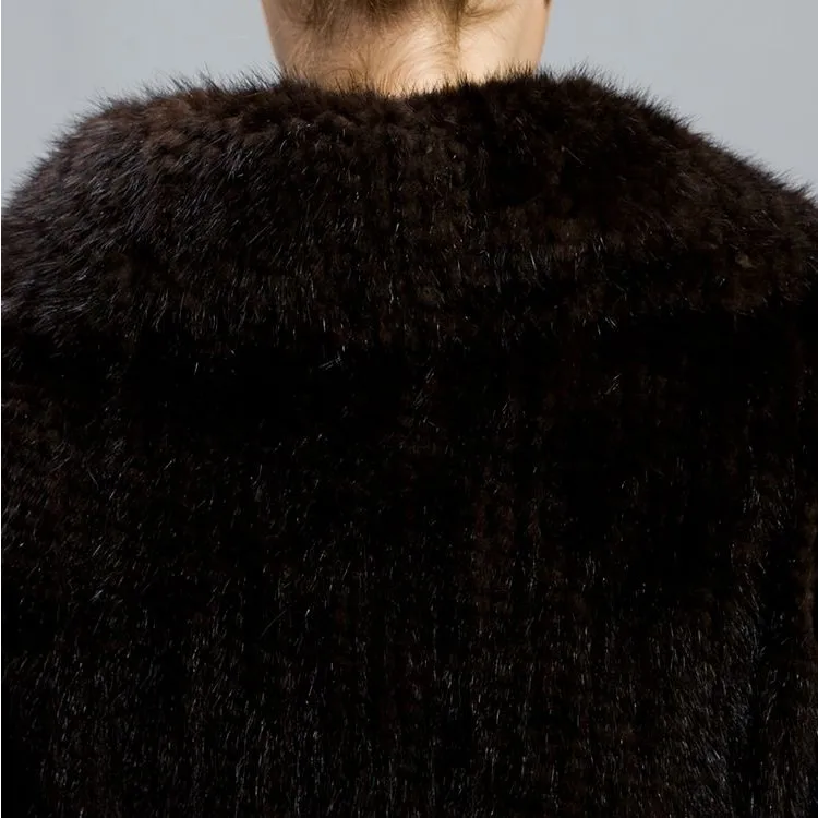Mink Hair Knitted Fur Coat Mink Clothes Fur Women's Fashion Lapel Coat Jacket Winter Fur Jacket