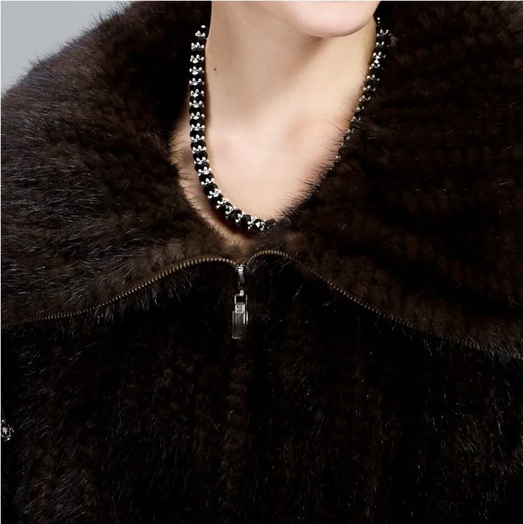 Mink Hair Knitted Fur Coat Mink Clothes Fur Women's Fashion Lapel Coat Jacket Winter Fur Jacket
