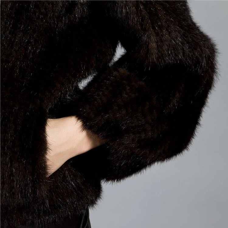 Mink Hair Knitted Fur Coat Mink Clothes Fur Women's Fashion Lapel Coat Jacket Winter Fur Jacket