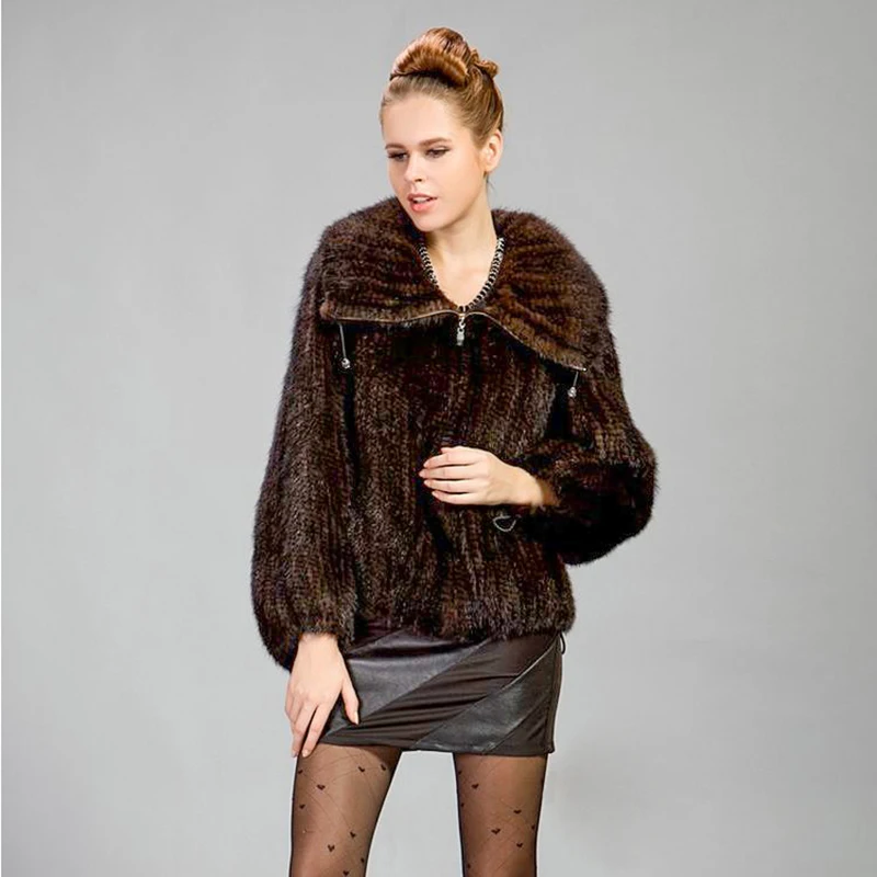 Mink Hair Knitted Fur Coat Mink Clothes Fur Women's Fashion Lapel Coat Jacket Winter Fur Jacket