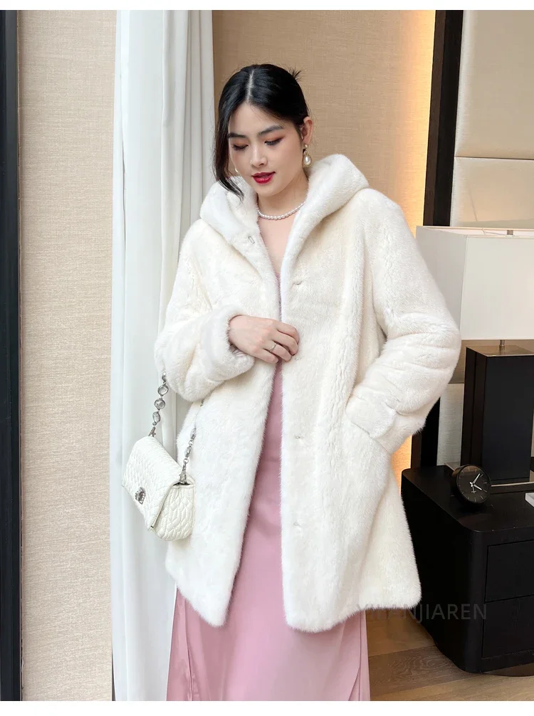 YOLANFAIRY 2025 Winter New in Outwears Women Real Fur Coat Female Mink Fur Coats Woman Whole Mink Fur Jacket Femme Abrigo Mujer