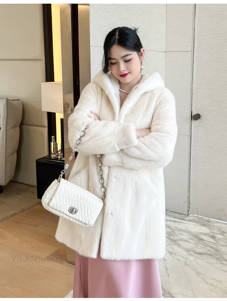 YOLANFAIRY 2025 Winter New in Outwears Women Real Fur Coat Female Mink Fur Coats Woman Whole Mink Fur Jacket Femme Abrigo Mujer