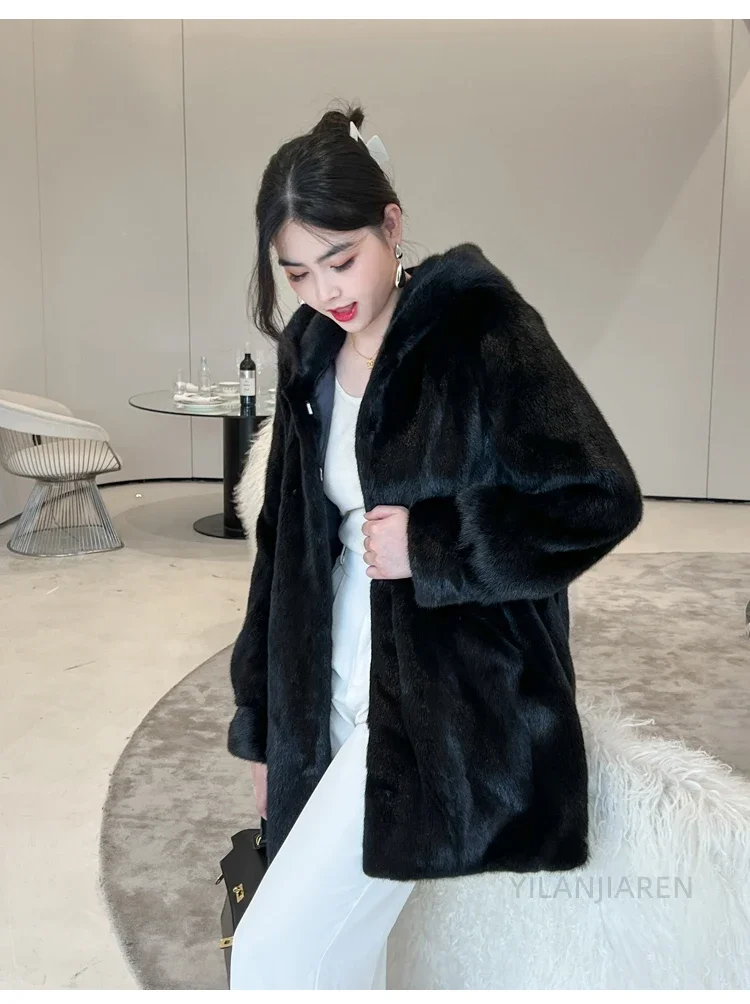YOLANFAIRY 2025 Winter New in Outwears Women Real Fur Coat Female Mink Fur Coats Woman Whole Mink Fur Jacket Femme Abrigo Mujer