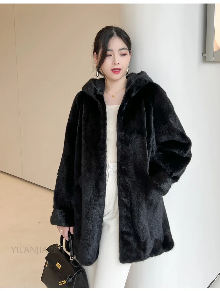 YOLANFAIRY 2025 Winter New in Outwears Women Real Fur Coat Female Mink Fur Coats Woman Whole Mink Fur Jacket Femme Abrigo Mujer