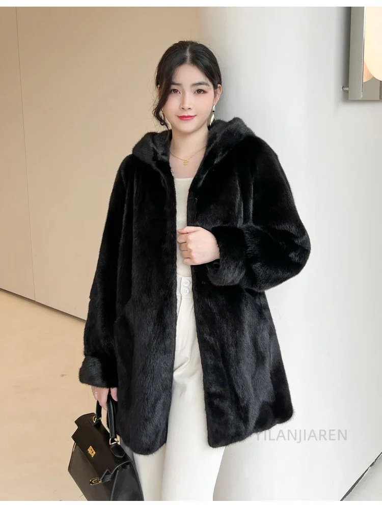 YOLANFAIRY 2025 Winter New in Outwears Women Real Fur Coat Female Mink Fur Coats Woman Whole Mink Fur Jacket Femme Abrigo Mujer