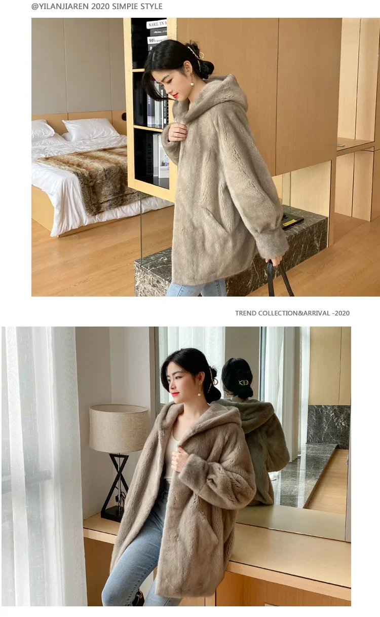 YOLANFAIRY 2025 Winter New in Outwears Women Real Fur Coat Female Mink Fur Coats Woman Whole Mink Fur Jacket Femme Abrigo Mujer