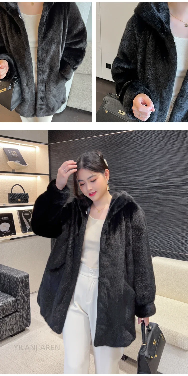 YOLANFAIRY 2025 Winter New in Outwears Women Real Fur Coat Female Mink Fur Coats Woman Whole Mink Fur Jacket Femme Abrigo Mujer