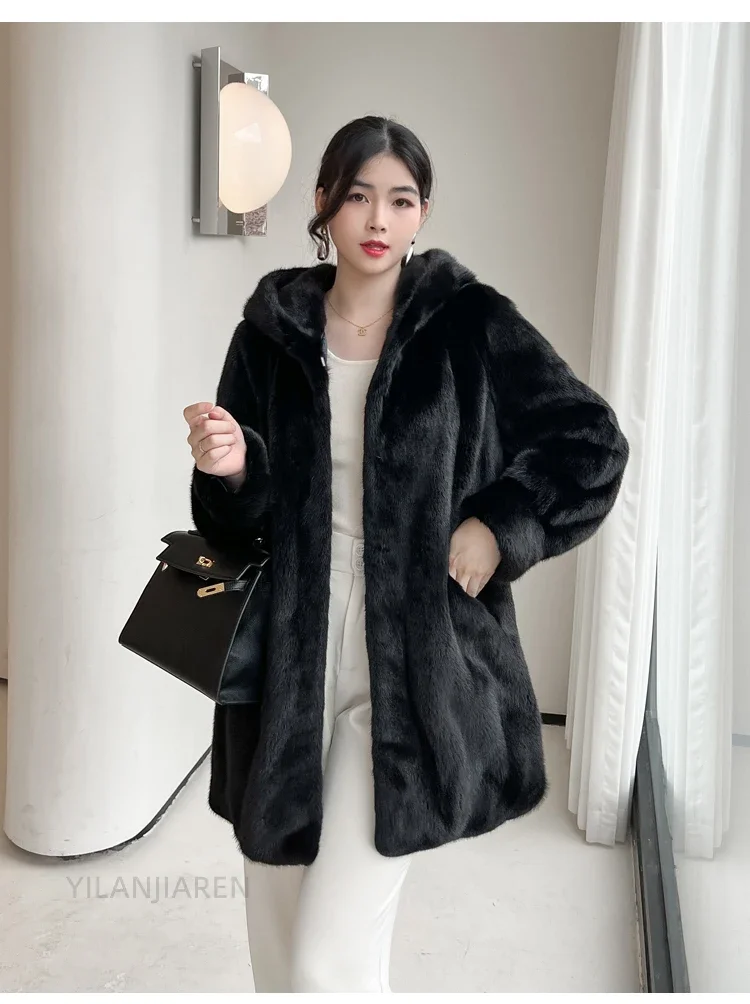 YOLANFAIRY 2025 Winter New in Outwears Women Real Fur Coat Female Mink Fur Coats Woman Whole Mink Fur Jacket Femme Abrigo Mujer