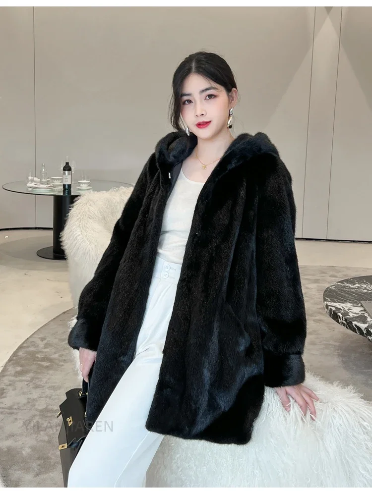 YOLANFAIRY 2025 Winter New in Outwears Women Real Fur Coat Female Mink Fur Coats Woman Whole Mink Fur Jacket Femme Abrigo Mujer
