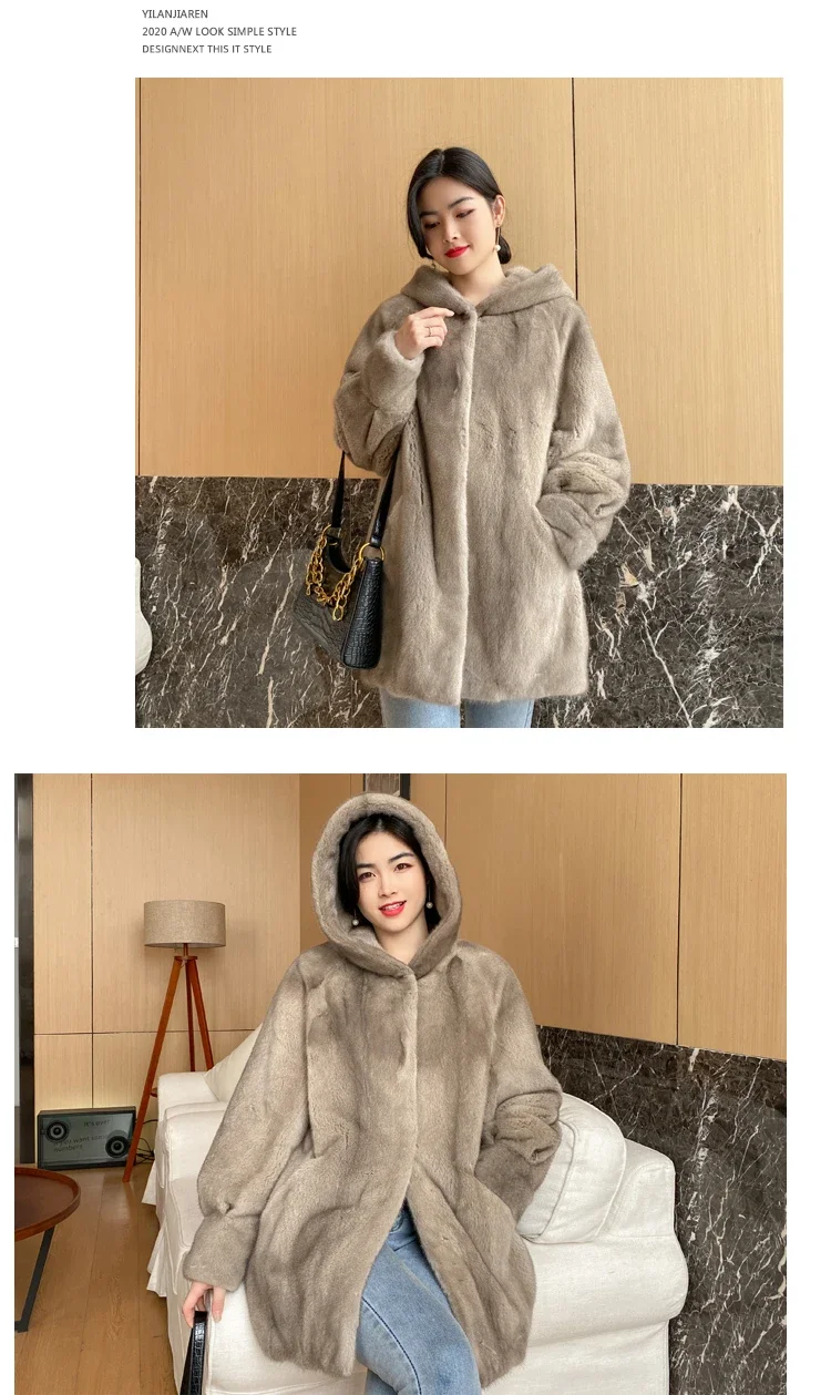 YOLANFAIRY 2025 Winter New in Outwears Women Real Fur Coat Female Mink Fur Coats Woman Whole Mink Fur Jacket Femme Abrigo Mujer