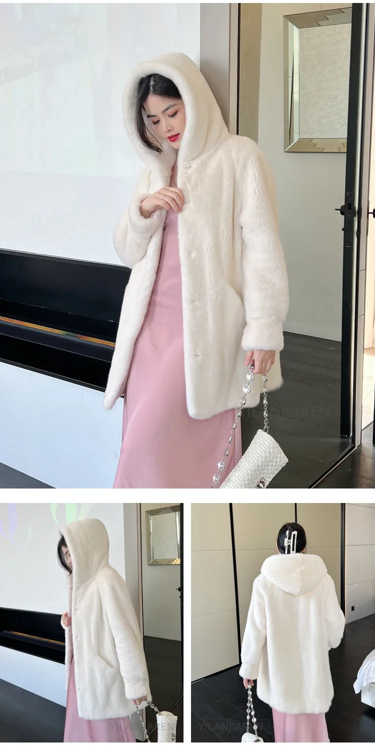 YOLANFAIRY 2025 Winter New in Outwears Women Real Fur Coat Female Mink Fur Coats Woman Whole Mink Fur Jacket Femme Abrigo Mujer