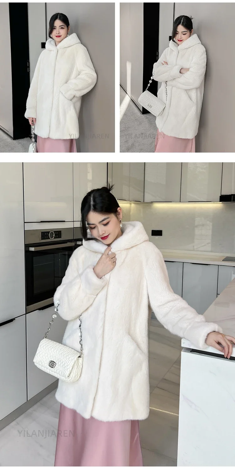 YOLANFAIRY 2025 Winter New in Outwears Women Real Fur Coat Female Mink Fur Coats Woman Whole Mink Fur Jacket Femme Abrigo Mujer
