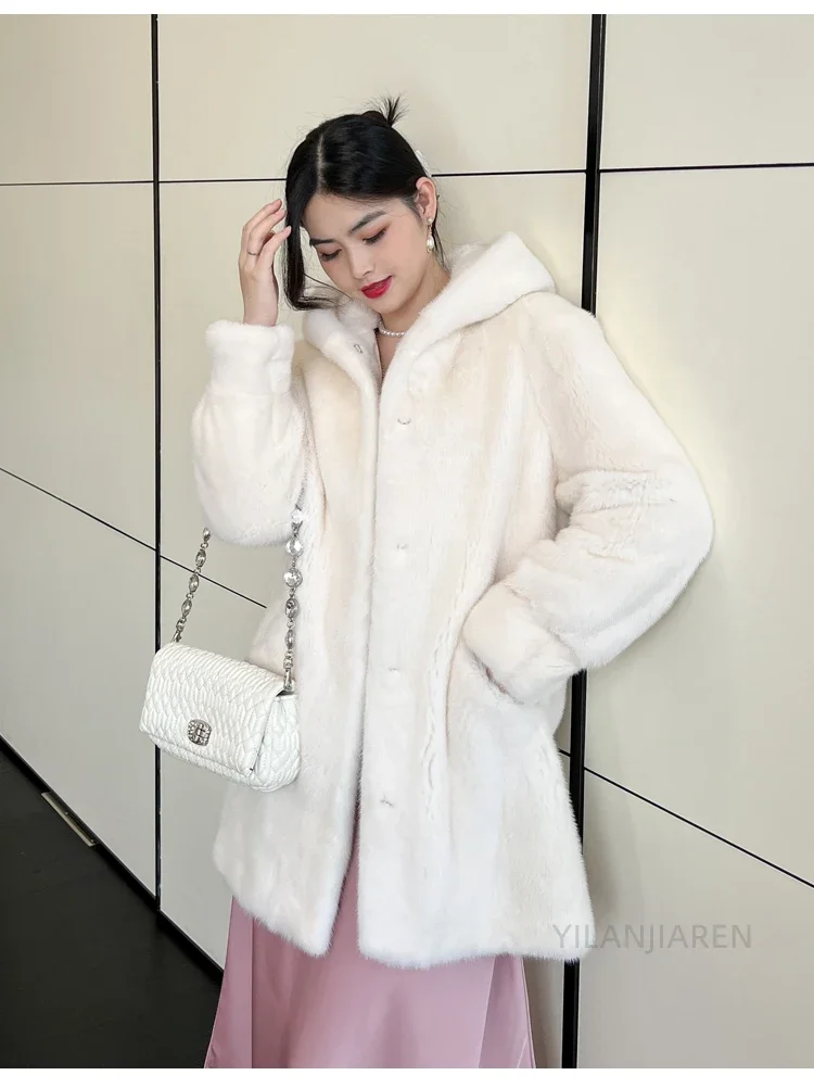 YOLANFAIRY 2025 Winter New in Outwears Women Real Fur Coat Female Mink Fur Coats Woman Whole Mink Fur Jacket Femme Abrigo Mujer