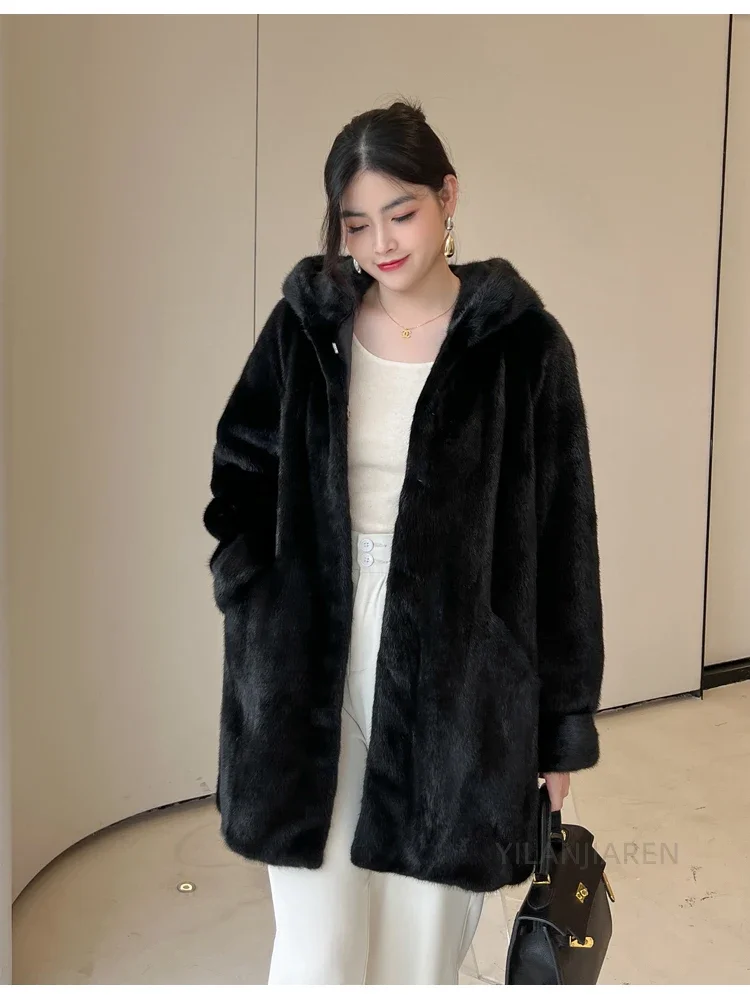 YOLANFAIRY 2025 Winter New in Outwears Women Real Fur Coat Female Mink Fur Coats Woman Whole Mink Fur Jacket Femme Abrigo Mujer