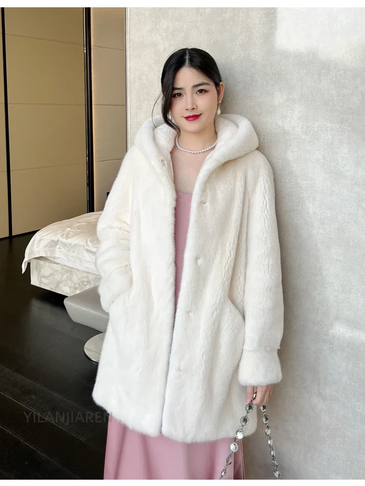 YOLANFAIRY 2025 Winter New in Outwears Women Real Fur Coat Female Mink Fur Coats Woman Whole Mink Fur Jacket Femme Abrigo Mujer