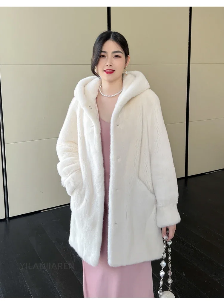 YOLANFAIRY 2025 Winter New in Outwears Women Real Fur Coat Female Mink Fur Coats Woman Whole Mink Fur Jacket Femme Abrigo Mujer