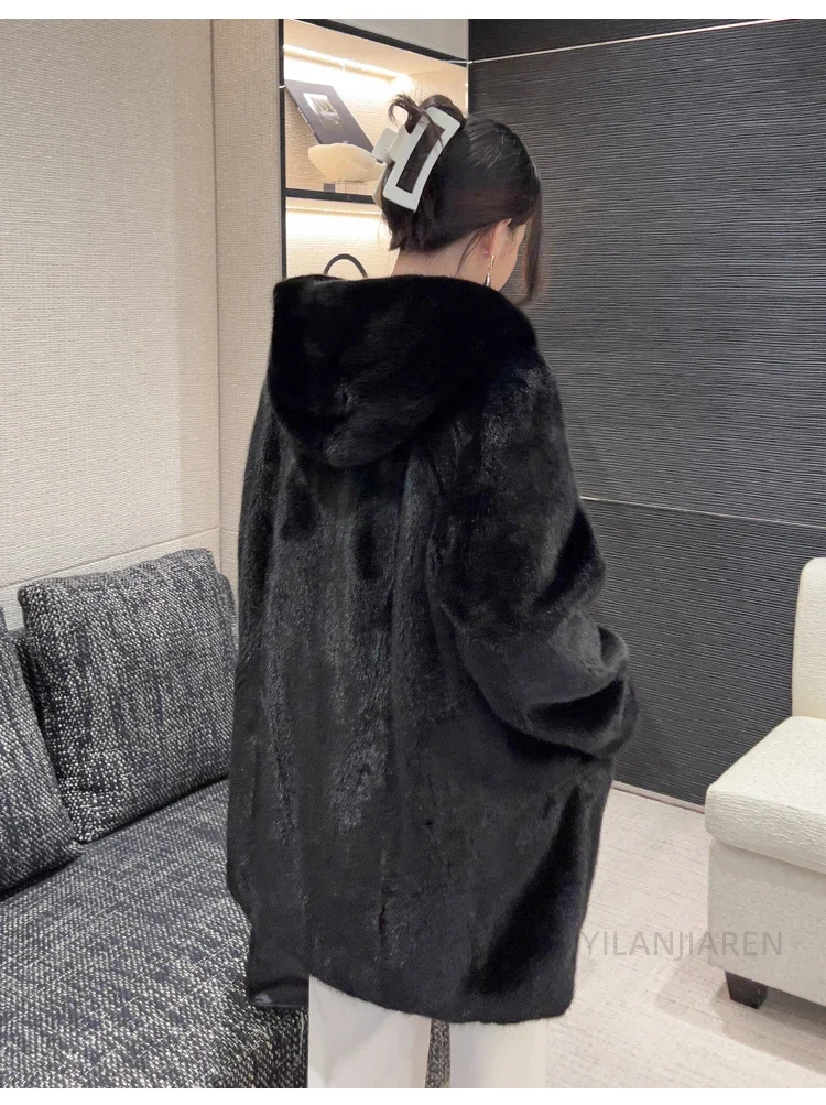 YOLANFAIRY 2025 Winter New in Outwears Women Real Fur Coat Female Mink Fur Coats Woman Whole Mink Fur Jacket Femme Abrigo Mujer