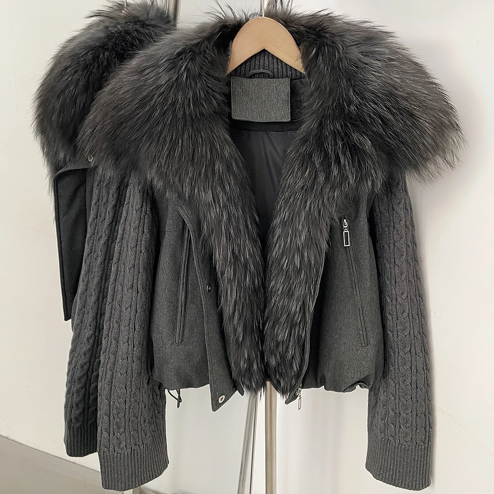 OFTBUY 90% Duck Down Jacket Women Luxury Natural Raccoon Fur Winter Short Puffer Coat Thicken Female Parkas Detachable Sleeve