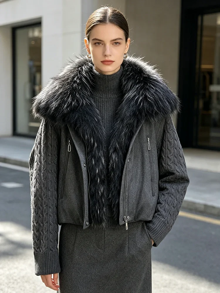 OFTBUY 90% Duck Down Jacket Women Luxury Natural Raccoon Fur Winter Short Puffer Coat Thicken Female Parkas Detachable Sleeve