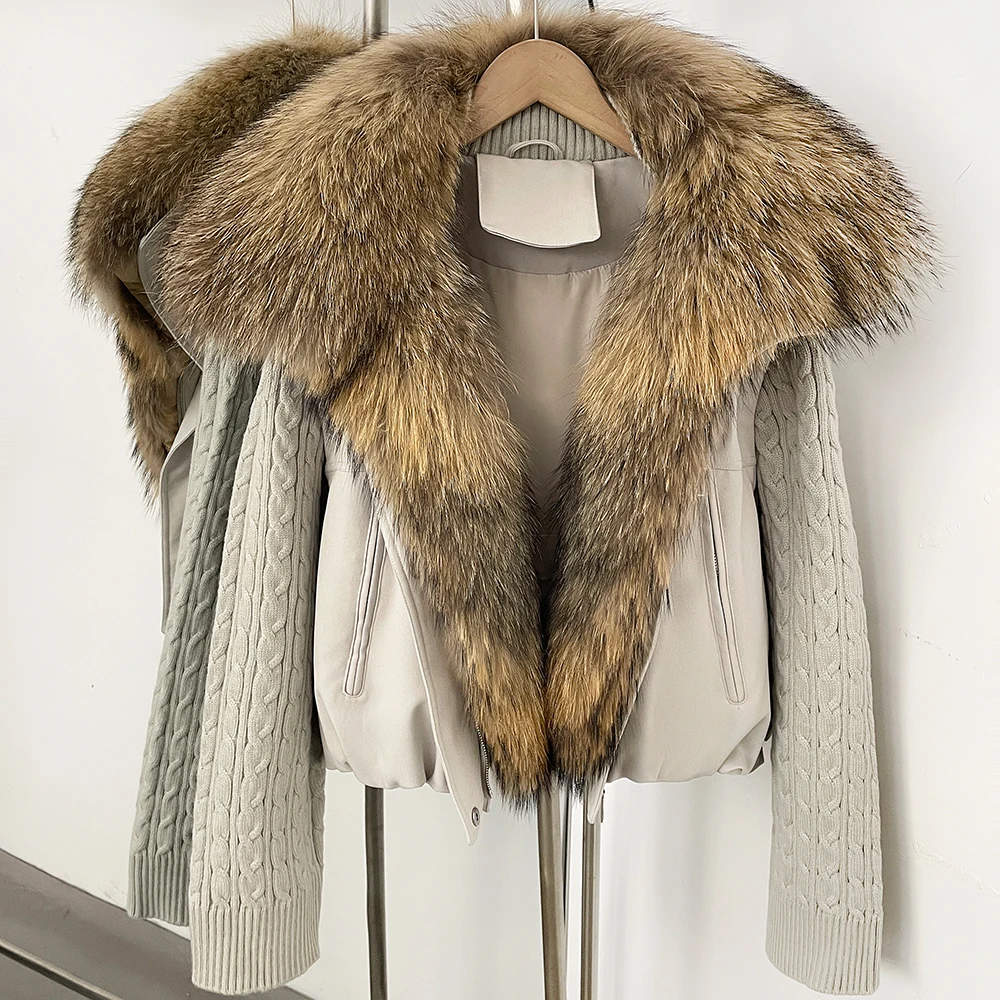 OFTBUY 90% Duck Down Jacket Women Luxury Natural Raccoon Fur Winter Short Puffer Coat Thicken Female Parkas Detachable Sleeve